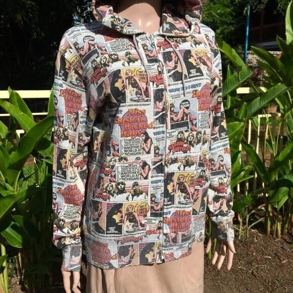 Hysteric Glamour Women's Unisex Colorful Comic Graphic Zip-Up Hoodie Jacket M L - Picture 3 of 13